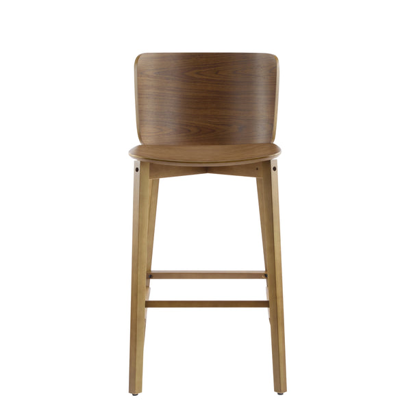 English Elm Christopher Knight Home® - Pari Walnut Indoor Wooden Barstool Set of 2 — Ergonomic Curved Back, Space-Saving Rustic Modern Seating N775P271409W