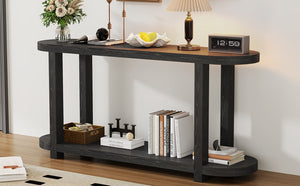 English Elm U_Style Modern Minimalist Ash Veneer Console Table – Chic Design For Small Spaces & Entryways N711P241273B-GIGA