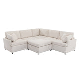 English Elm [ Video Provided] Modern Large U-Shape Sectional Sofa, With Removable Ottomans For Living Room (6-Seater)