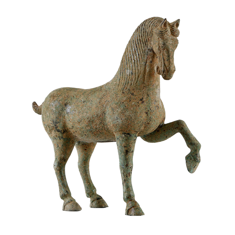 Lilys Bronze Green Horse Statue Hoof Up 8269