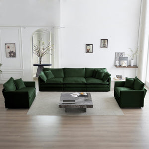 English Elm Sofa Set Of 3 - Stylish Modern Green Chenille Living Room Sofa With Accent Chairs For Comfort W714S00327-GIGA