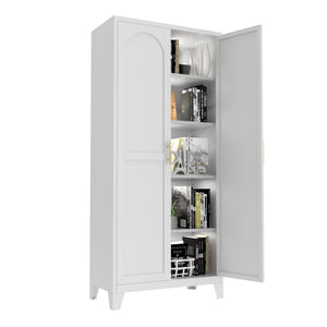 English Elm 71'' Steel 2-Door Locking Cabinet with Adjustable Shelves, Secure Metal Storage for Home Office White W3387P306305