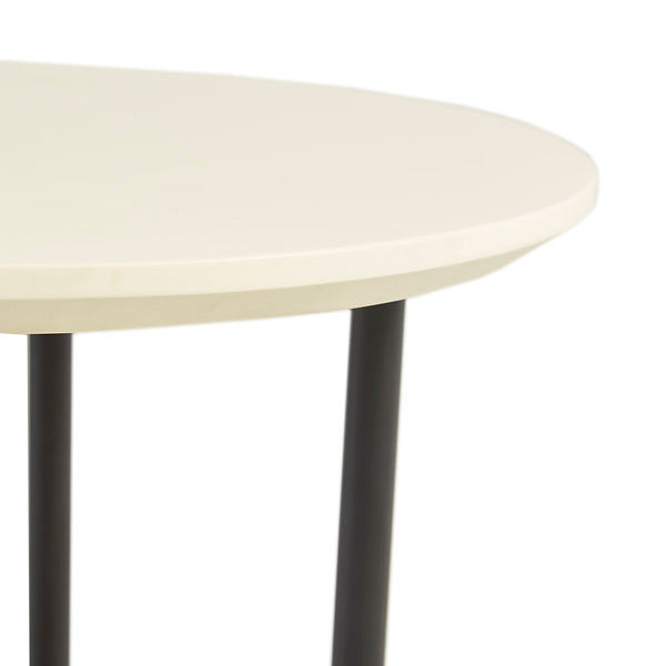 JLA Home Madison Park - End Table with Round White Top, Black Metal Legs & Natural Lower Shelf — Modern Compact Storage Accent MP120-1098