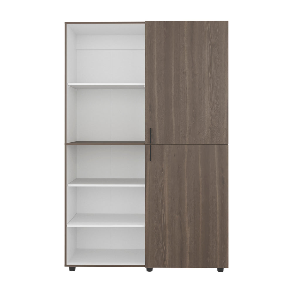 English Elm Eco Tall Two-Door Armoire 72" Freestanding Wardrobe with Hanging Rod & Shelves, White Mahogany Finish B070S00369
