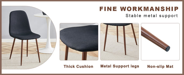 English Elm Table And Chair Set - Modern Adjustable Lift-Top Design, Walnut Mdf With Black Metal Legs & 4 Chairs W1151S03776-GIGA