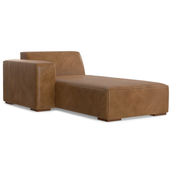 English Elm Rex Left Chaise Sofa Module In Caramel Brown Leather - Modern, Flexible, And Stylish Seating Solution B136P199266-GIGA
