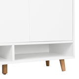 English Elm Sleek and Contemporary Shoe Cabinet With Adjustable Shelves, Minimalist Home Organizer With Solid Wood Legs, Storage Sideboard For Entryway, Living Room, White