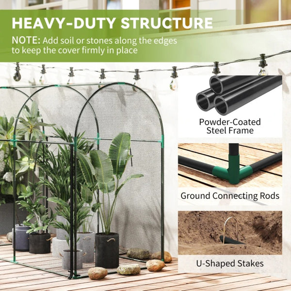English Elm Spacious Garden Crop Cage Steel Frame Raised Bed Protection Tent with Zippered Door T3971P468406
