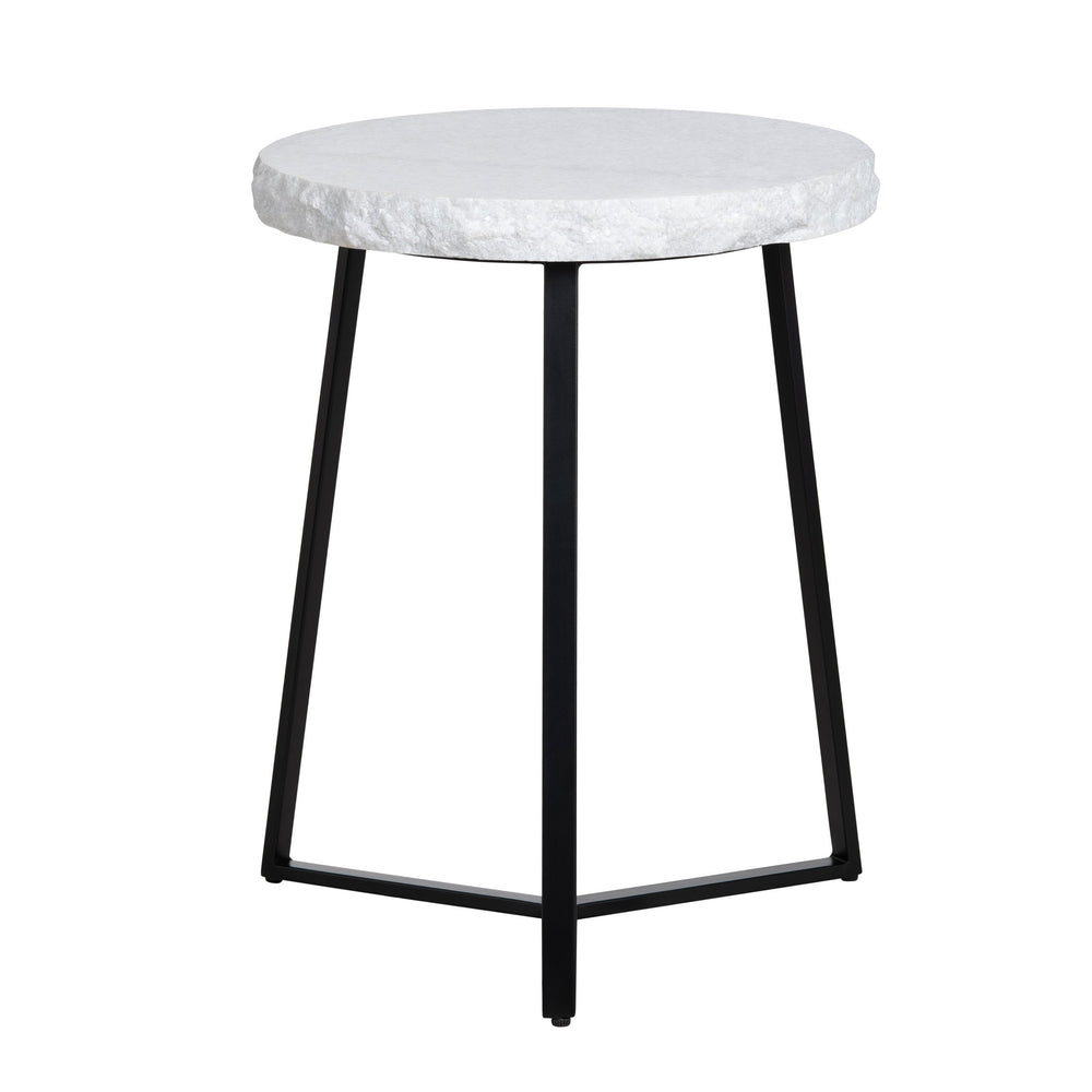 Crestview Collection Contemporary Round Marble Accent Table - Modern Industrial Design For Stylish Living Room Decor Black Marble Cvfnr4810