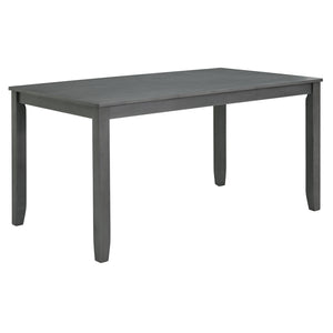 English Elm 6-Piece Modern Dining Table Set For 6 - Stylish Grey Wooden Table, Bench & Upholstered Chairs W1998S00066