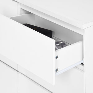 English Elm 9 Drawer Handleless White Matte Dresser Sleek Minimalist Storage for Bedroom or Hallway W409S00022