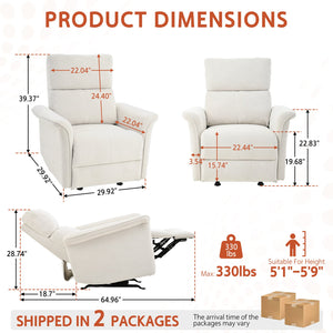 English Elm Manual Rocker Recliner Chair - Plush Gray Velvet Glider For Small Spaces, Home Theater & Nurseries W1028S00047