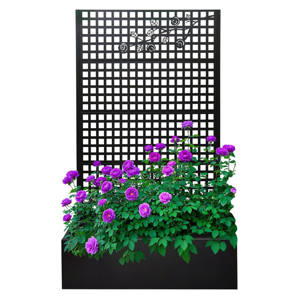English Elm Metal Raised Garden Bed with Integrated Trellis for Patio Privacy and Climbing Plants W1586P455883