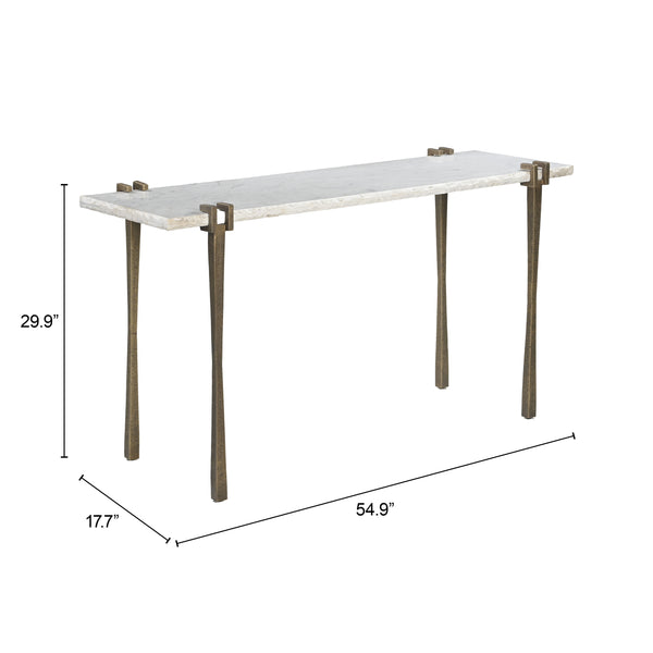 Zuo Modern Rench Console Table - Elegant White Marble & Iron Design For Modern Living Spaces & Entryways White Natural Marble,Iron 110593-zuo-modern
