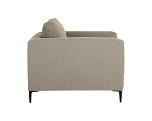 Sunpan Byward Armchair - Luxurious Eco-Friendly Design with Feather-Wrapped Cushions & Black Metal Legs