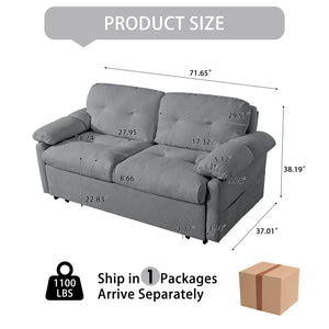 English Elm Convertible Pull Out Sofa Bed Queen Size with Steel Frame, Dual Armrests, Chenille Sleeper Couch with Storage and Casters Grey W3163P269700
