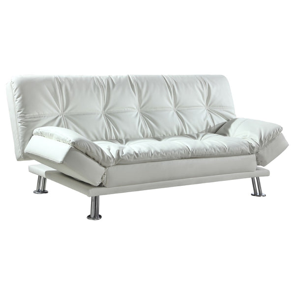 English Elm Kimpton Button Tufted Leatherette Sleeper Sofa with Foldable Backrest for Studio Living B062P441111