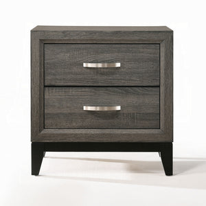 English Elm Transitional Rustic Two-Drawer Nightstand with Ample Storage, Solid Wooden Build and Easy Assembly Gray 20 L x 27 W x 25 H B2741P323123