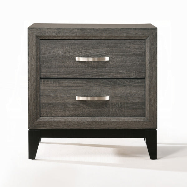 English Elm Transitional Rustic Two-Drawer Nightstand with Ample Storage, Solid Wooden Build and Easy Assembly Gray 20 L x 27 W x 25 H B2741P323123