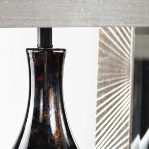 Crestview Collection 33.5"H Elegant Glass Table Lamp - Teardrop Design In Smoky Black & Bronze, Perfect For Any Room!   Cvabs1292