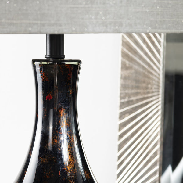 Crestview Collection 33.5"H Elegant Glass Table Lamp - Teardrop Design In Smoky Black & Bronze, Perfect For Any Room!   Cvabs1292