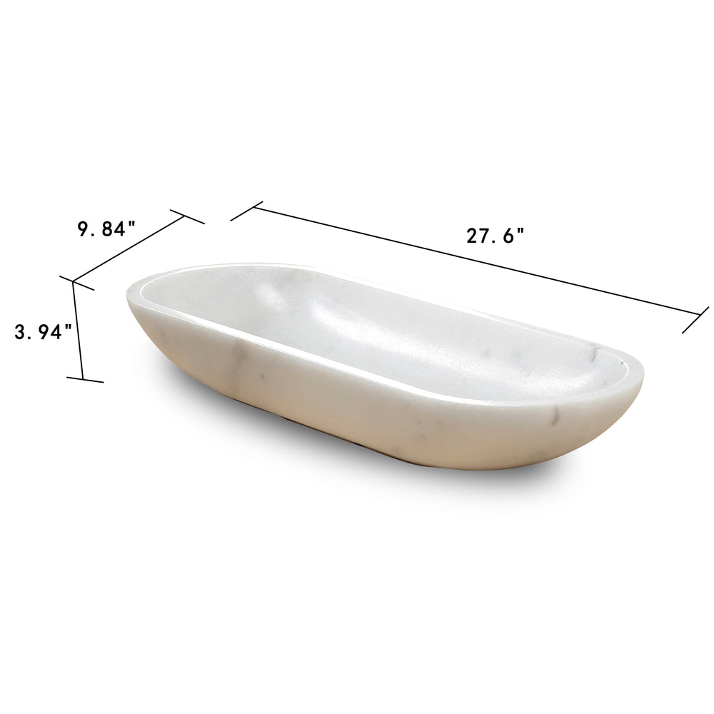 Lilys Nature White Marble Oval Bowl 8271