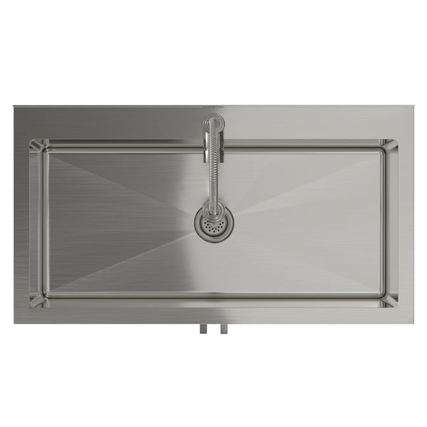 English Elm Hennessy Shaker Cabinet Utility Sink Stainless Steel Basin Laundry Room Setup B136P427215