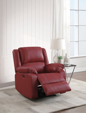 English Elm Zuriel Red PU Leather Motion Rocker Recliner with Pocket Coil Seat, 135° Manual Recline, Ergonomic Comfort B2726P285314