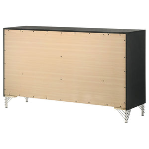 English Elm Frances Six Drawer Dresser Warm Wood Grain Finish with Nickel Bail Handles for Bedroom B062P447798