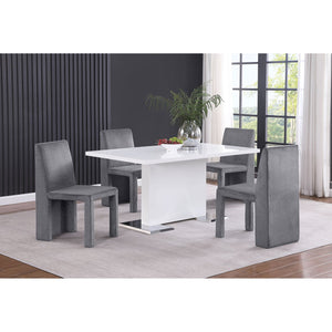 English Elm Santa Cruz Grey Velvet Upholstered Dining Side Chair Set of 2 — Modern Sculpted Lines, Soft Durable Fabric, 35" High Elegance B062P299854