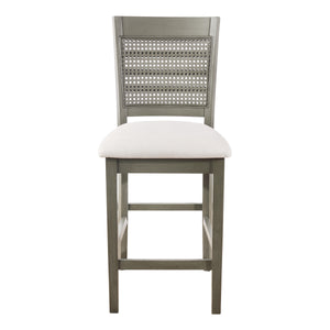 OSP Home Furnishings Walden 24" Cane Back Stool  - Set of 2 Linen / Antique Grey