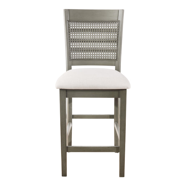 OSP Home Furnishings Walden 24" Cane Back Stool  - Set of 2 Linen / Antique Grey