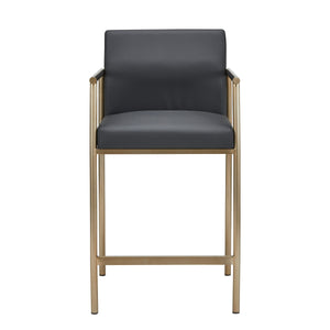 Vig Furniture Modrest Custer - Luxurious Black Vegan Leather Counter Chair With Antique Brass Elegance And Comfort Black  Vgga-6250ch-c-blk