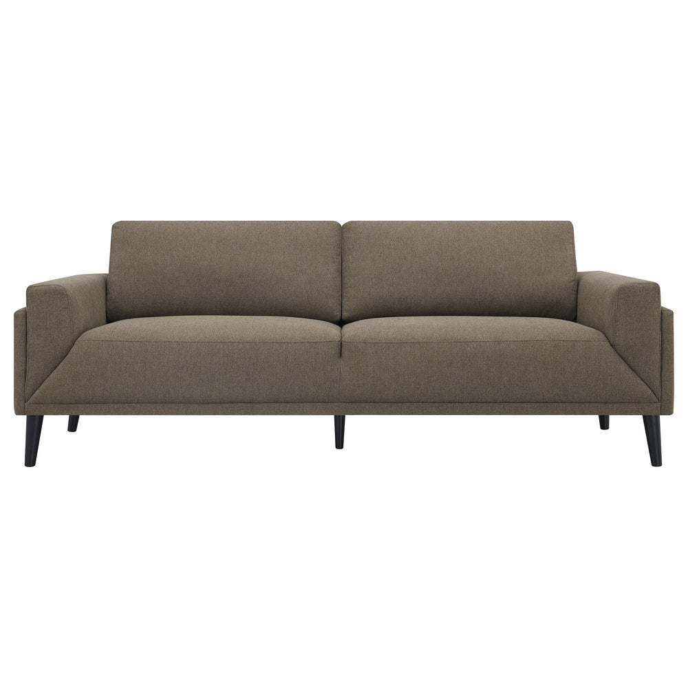 English Elm Andrena Brown Track Arms Sofa with Pocket Coil Seating, Reversible Cushions & Black Tapered Legs B062P358307