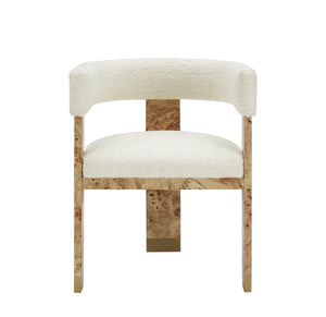 VIG Furniture Modrest Letha - Modern Cream Fabric + Burl Dining Chair VGMY-3805-AC-CRM