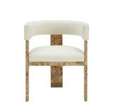 Modrest Letha - Modern Cream Fabric + Burl Dining Chair