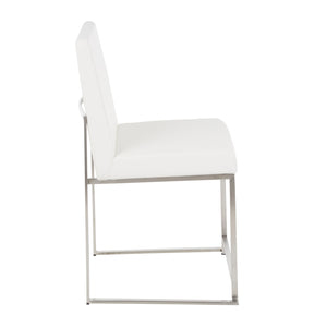 English Elm High Back Fuji Contemporary Dining Chair Set - Stylish White Faux Leather & Stainless Steel Design B202P223565