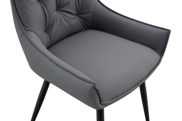 English Elm Dining Chairs Set Of 2, Stylish Dark Gray Faux Leather With Gold Accent, Perfect For Modern Spaces W3493P359767