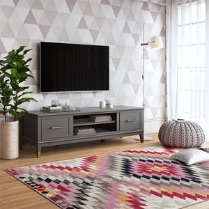 English Elm Westerleigh Low Profile Tv Stand with Gold Hardware for Living Room Decor B2733P444619