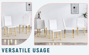 English Elm Set Of 4 Elegant White Pu Leather Chairs With Gold Legs – Chic, Durable, And Perfect For Modern Spaces! W3226P279073-GIGA