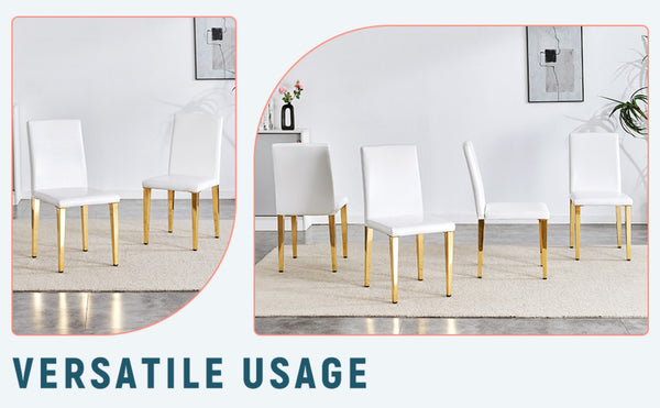 English Elm Set Of 4 Elegant White Pu Leather Chairs With Gold Legs – Chic, Durable, And Perfect For Modern Spaces! W3226P279073-GIGA