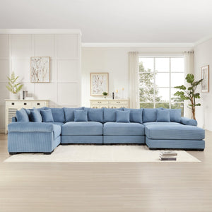 English Elm Oversized Cloud Modular Sectional Couch - Premium Corduroy, Ergonomic Design, Movable Ottoman & More! W714S01361-GIGA