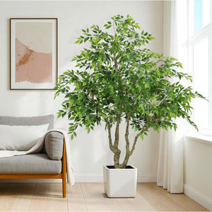 English Elm 7ft Artificial Banyan Tree Sculpted Trunk Silk Foliage Large Indoor Statement Plant W2945P458774