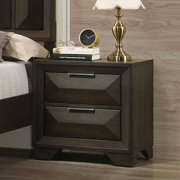 English Elm Beautiful Espresso Wood Panel Queen Bed Set with Two Nightstands for Transitional Bedroom B2741S00897