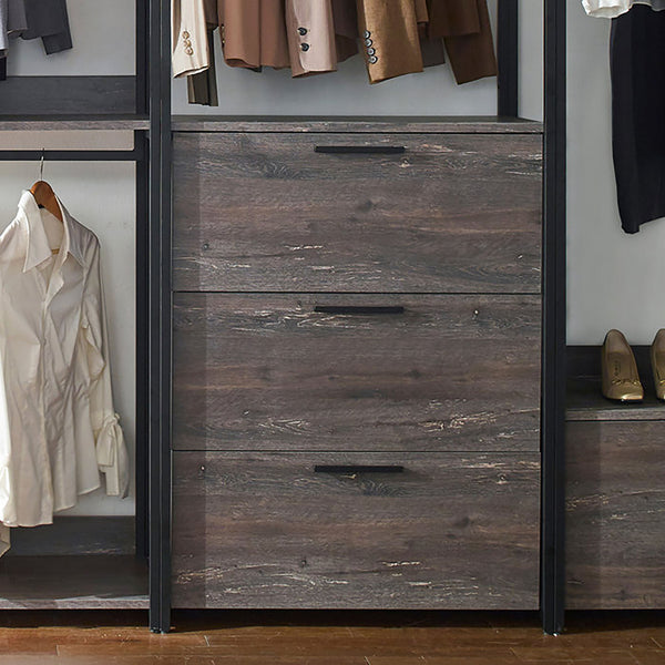English Elm Monica Grey Walk-in Closet System — Eco E0 Wood & Metal, Water/Heat Resistant, Thick Edgebanding Durable Organizer (79x19x3) B040S00076