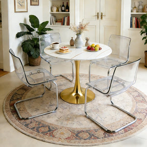 English Elm Transparent Polycarbonate Dining Chair Set of 4 with Arched Steel Frame Modern Style W2920P411151