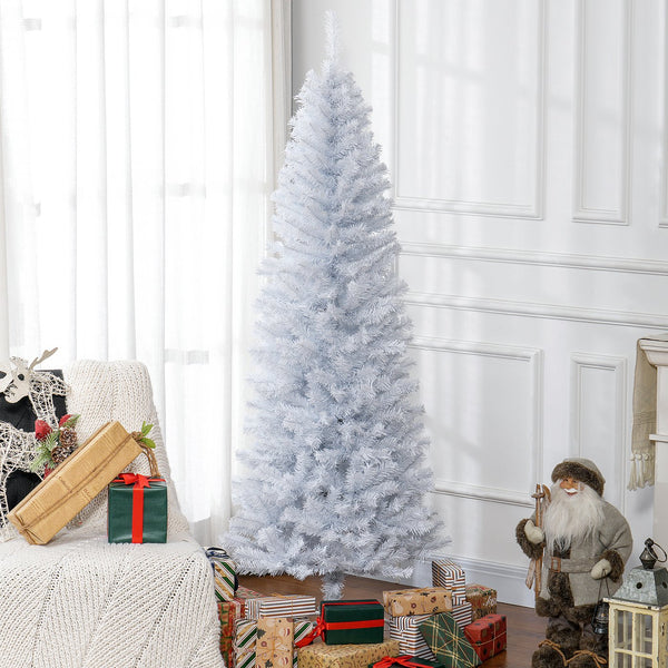English Elm Homcom 6Ft Slim Douglas Fir Christmas Tree - Unlit, Realistic Branches, Perfect For Small Spaces & Decor W2225P249648
