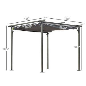 English Elm Metal Pergola with Retractable Canopy Uv Resistant Steel Frame Outdoor Patio Shade T3971P426097