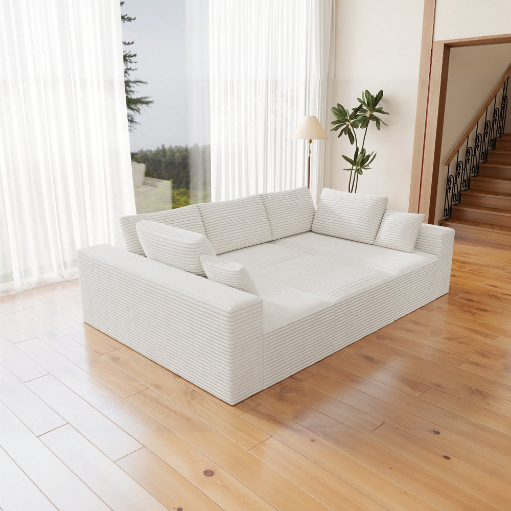 English Elm 98.4*68.9"Modular Sectional Sofa - Plush Corduroy, No Assembly, Versatile Comfort For Small Spaces! W3819S00036