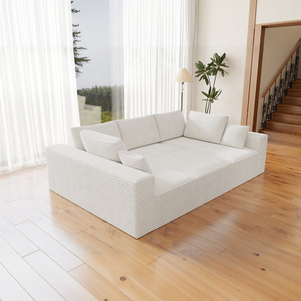 English Elm 98.4*68.9"Modular Sectional Sofa - Plush Corduroy, No Assembly, Versatile Comfort For Small Spaces! W3819S00036